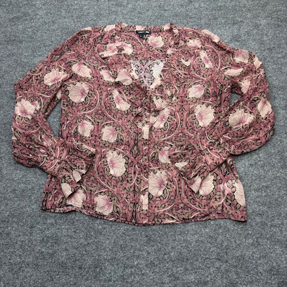Morris & Co x PAIGE Tops - Morris & Co x PAIGE Silk Floral Ruffle Blouse Mauve Art Nouveau Top Medium